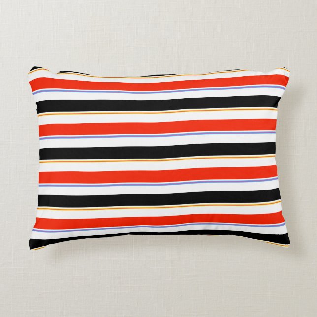 Red Black White Rand Linjer Mönster Design Prydnadskudde (Framsidan)