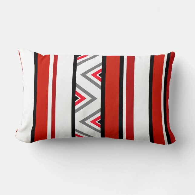 Red Black White Rand Lumbarkudde (Framsida)