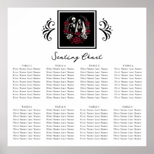 Red & Black White Ro Skeleton Bröllop Sitton Poster