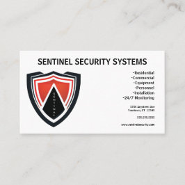 Red Black White Shield Security Protection Visitkort