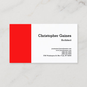 Red Black White Simple Plain Architect Classic Visitkort