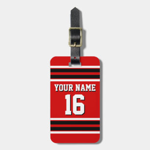 Red Black White Team Jersey Anpassningsbar Number Bagagebricka