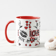 Red Black White Valentine Day Mugg