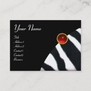 RED BLACK WHITE ZEBRA PÄLS MONOGRAM ,Ruby Visitkort