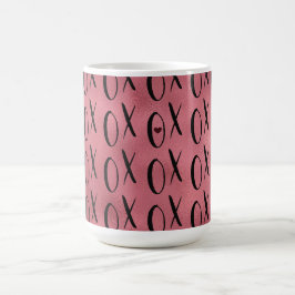Red Black XOXO Heart Kaffemugg
