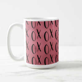Red Black XOXO Heart Kaffemugg