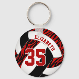 Red Black zebra ränder accent-tjejer volleyball Nyckelring