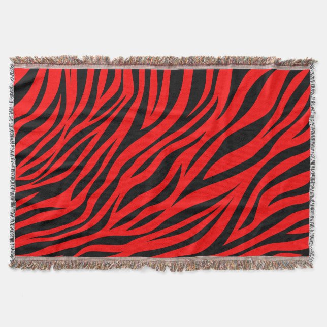 Red Black Zebra ränder Print Filt (Framsidan)