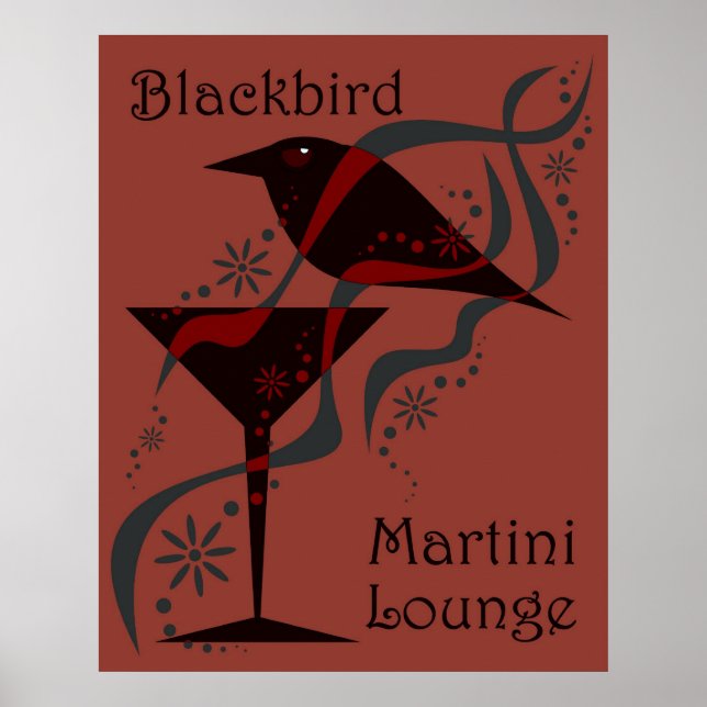 Red Blackbird Martini Lounge Poster (Framsidan)