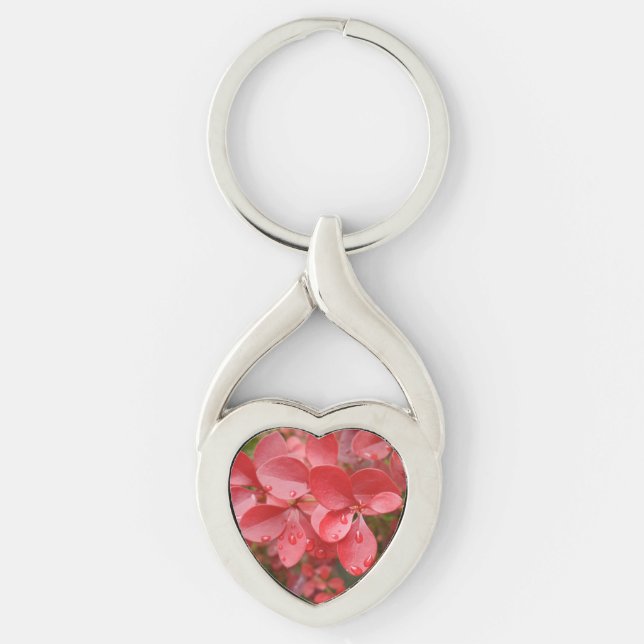 Red Blad Hjärtnyckelring Twisted Heart Silverfärgad Nyckelring (Framsidan)