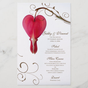 Red Bleeding Hearts Blommigt Bröllop Menu