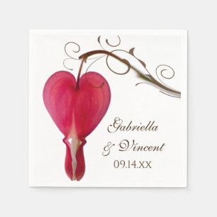 Red Bleeding Hearts Blommigt Bröllop Pappersservett