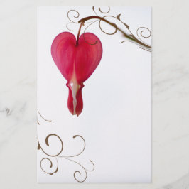 Red Bleeding Hearts Flowers Bröllop Brevpapper