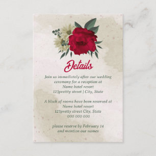 Red blek gula blommor bröllop tilläggskort