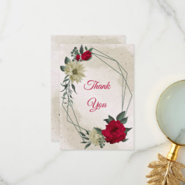 Red & blek gula blommor & grönt löv tack kort