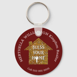 Red BLESS DIN REALtor Keychain Gods REALtor HEME Nyckelring
