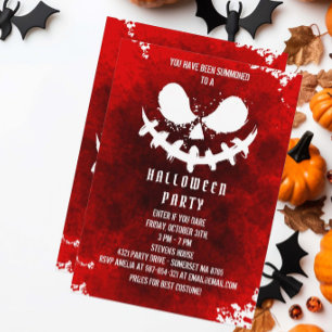Red Blod Scary ansikte av halloween pumpkin Party Inbjudningar