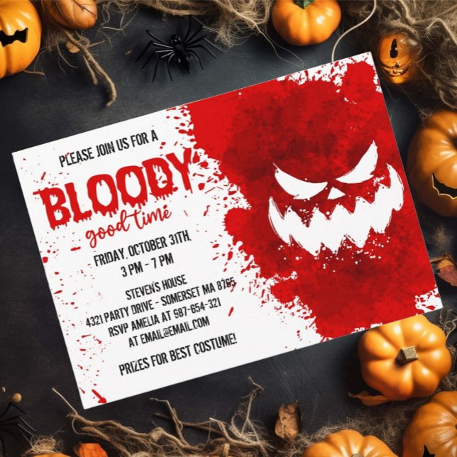 Red Blod splatter Creepy Halloween fest Inbjudningar (Skapare uppladdad)