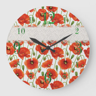 Red Blommar Poppy Stor Klocka