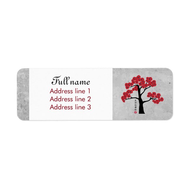 Red blommar träd "Gift of life" Returadress Etikett (Framsidan)