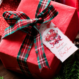 Red Blommigt Arch Baby Shower Tack Presentetikett