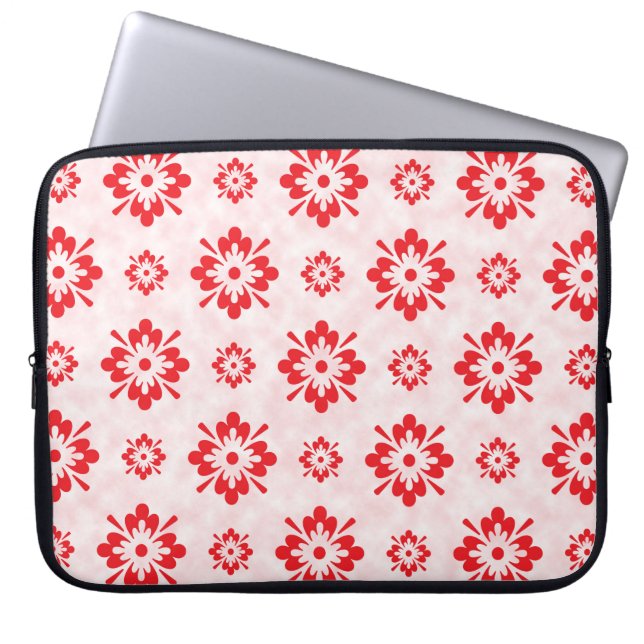 Red blommigt art mönster laptop fodral (Framsidan)