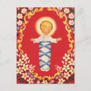Red Blommigt Baby Jesus Vykort