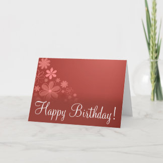 Red Blommigt "Birthday Card" Kort