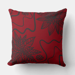 RED BLOMMIGT BLACK DESIGN Retro Dekorativ kudde