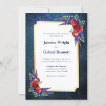 Red Blommigt Blue Bröllop