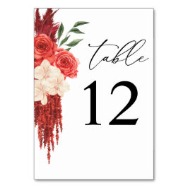 Red Blommigt Bordsnummer