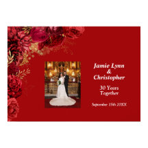 Red Blommigt Bröllop-årsdagen Poster