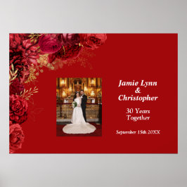 Red Blommigt Bröllop-årsdagen Poster