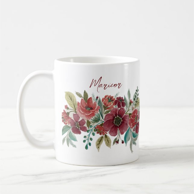 Red Blommigt Coffee Mugg (Vänster)