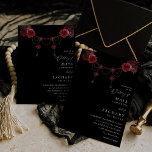 Red Blommigt & Crystal Bröllop - svart Inbjudningar<br><div class="desc">Skicka gästerna en vacker bröllopsinbjudan med din vackra Red Blommigt och Crystal Wedding-inbjudan. På 1920-talet var det stil som fick flapperera.</div>