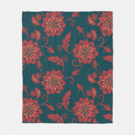 Red blommigt Damask, sömlös mönster Fleecefilt