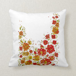 Red blommigt dekorativ kudde