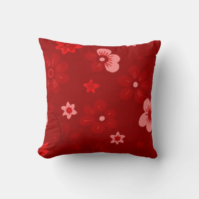 Red Blommigt Dekorativ kudde (Framsida)