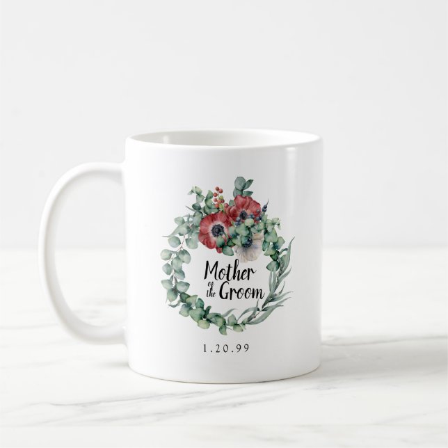 Red Blommigt Eucalyptus Mor i Groom Kaffemugg (Vänster)