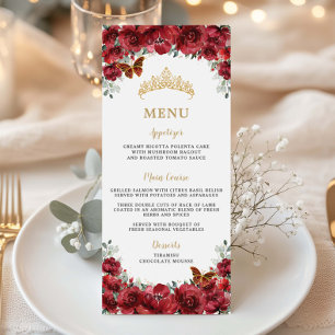 Red Blommigt Flowers Guld Quinceanera Birthday Men Program