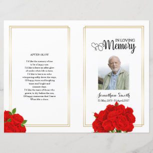 Red blommigt Funeral Program-mall