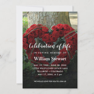 Red Blommigt Funeral Ro Firande i Life Inbjudningar