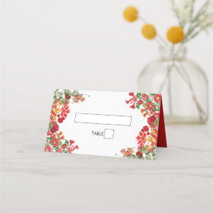 Red Blommigt Garden Botanical Flowers Bröllop Placeringskort