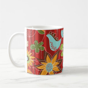 Red Blommigt Garden Mugg
