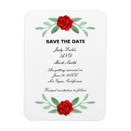 Red Blommigt Greenery Foliage Save Date Magnet