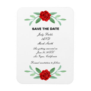 Red Blommigt Greenery Foliage Save Date Magnet