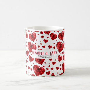 Red Blommigt Hearts Kaffemugg