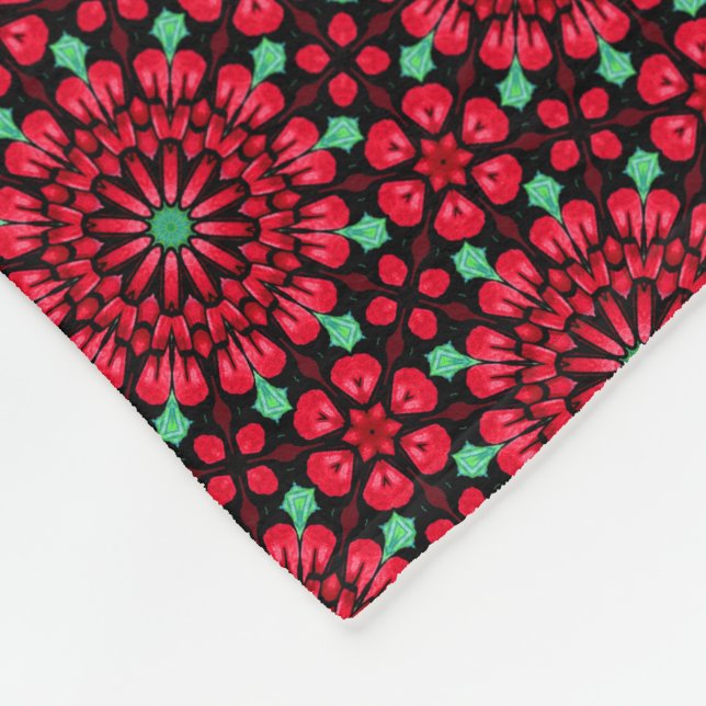 Red Blommigt-jul Fleecefilt (Hörn)