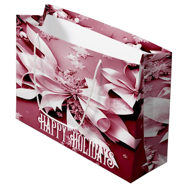 Red Blommigt jul Helgdag Gift Bag (Framsidan Vinklad)