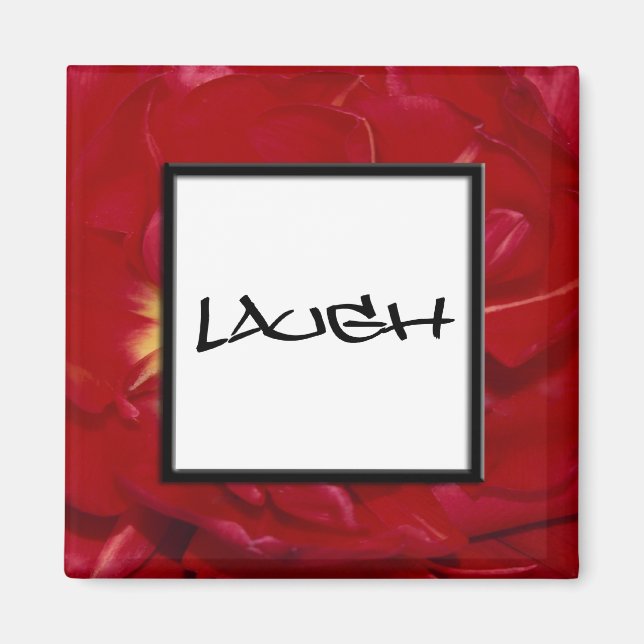 Red Blommigt Laugh Magnet (Framsidan)